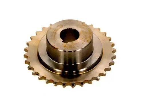 Metallisches Kettenrad mit ausgefrästen Zähnen und zentralem Bohrloch, möglicherweise von Bosch, zur Verwendung in mechanischen Anwendungen.